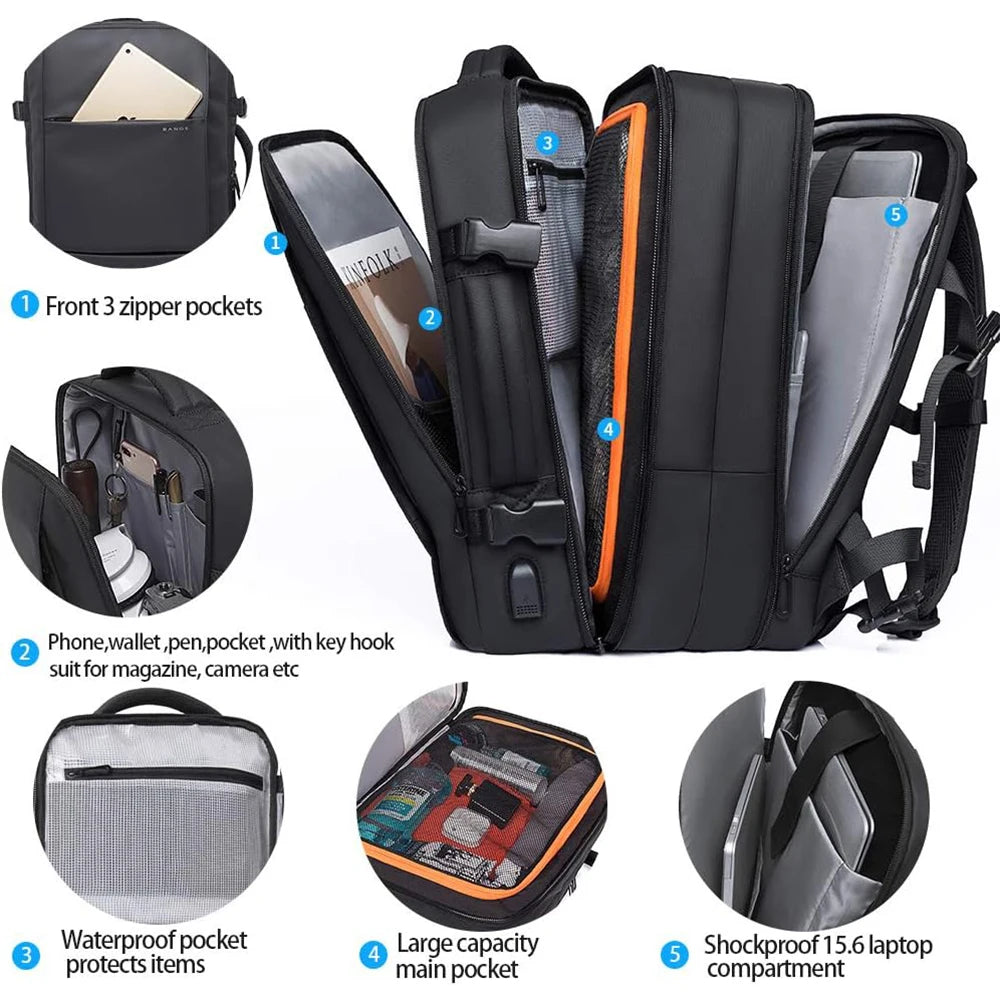 BANGE Premium Travel Backpack – 37L Smart & Expandable Laptop Bag